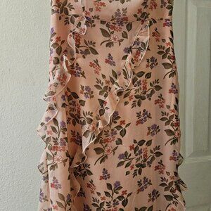 Coldwater Creek Boho Feminine Pink Romantic floral tier ruffle dress 10P